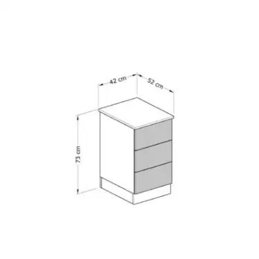 Click Here To Enlarge This Photo Of Slab Light Grey 3-Drawer Single Chest (slab) - BEDGM1215C