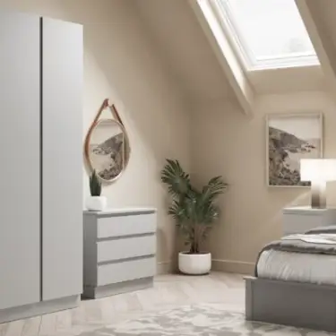 Click Here To Enlarge This Photo Of J-Pull Handleless Light Grey 3-Drawer Single Chest - BEDGJ0715C