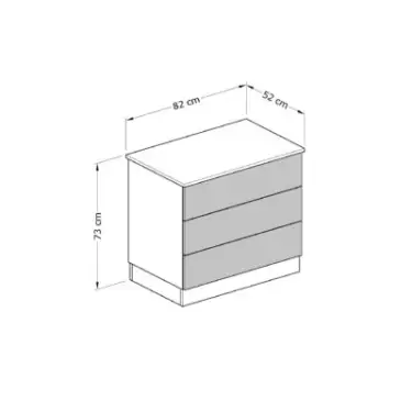 Click Here To Enlarge This Photo Of Slab Light Grey 3-Drawer Double Chest - BEDGM1214C