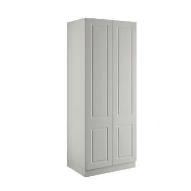 Click Here To Enlarge This Photo Of Classic Square Panel Light Grey Double Wardrobe with Single Rail & Internal Drawers - BEDGH1610D