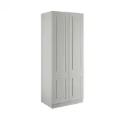 Classic Square Panel Light Grey Double Wardrobe with Single Rail & Internal Drawers - BEDGH1610D