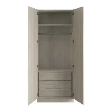 Click Here To Enlarge This Photo Of Classic Square Panel Taupe Grey Double Wardrobe with Single Rail & Internal Drawers - BEDUH2110D