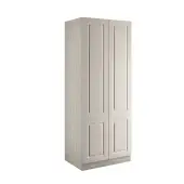 Classic Square Panel Taupe Grey Double Wardrobe with Single Rail & Internal Drawers - BEDUH2110D