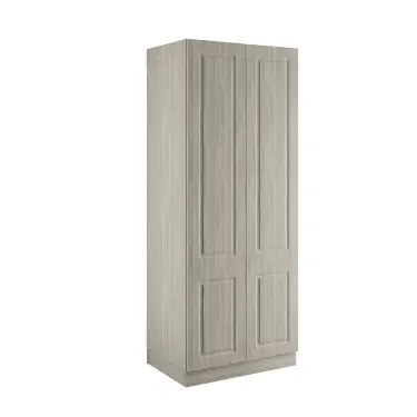 Click Here To Enlarge This Photo Of Classic Square Panel Urban Oak Double Wardrobe with Single Rail & Internal Drawers - BEDUH2210D