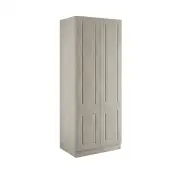 Classic Square Panel Urban Oak Double Wardrobe with Single Rail & Internal Drawers - BEDUH2210D