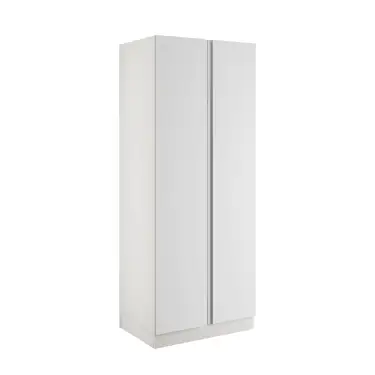 Click Here To Enlarge This Photo Of J-Pull Handleless White Double Wardrobe with Single Rail & Shelves - BEDWJ0511D