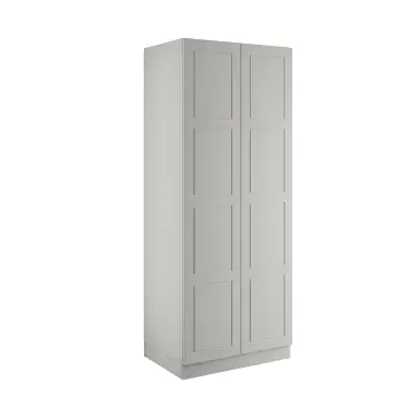 Click Here To Enlarge This Photo Of Shaker Light Grey Double Wardrobe with Single Rail & Shelves - BEDGP1611D