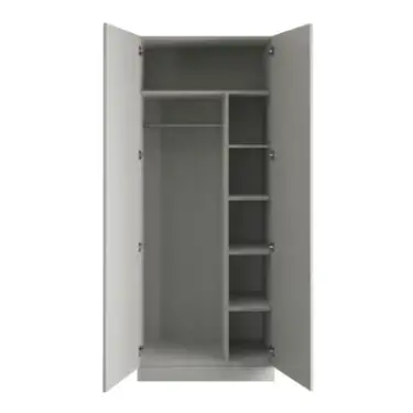 Click Here To Enlarge This Photo Of Shaker Light Grey Double Wardrobe with Single Rail & Shelves - BEDGP1611D