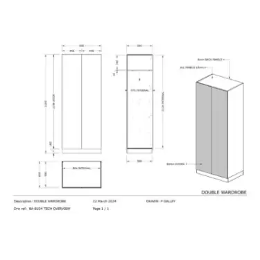Click Here To Enlarge This Photo Of Shaker Sage Green Double Wardrobe with Single Rail & Internal Drawers - BEDUP1110D