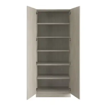 Click Here To Enlarge This Photo Of Shaker Taupe Grey Double Wardrobe with Shelves - BEDUP2107D