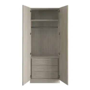 Click Here To Enlarge This Photo Of Shaker Urban Oak Double Wardrobe with Single Rail & Internal Drawers - BEDUP2210D