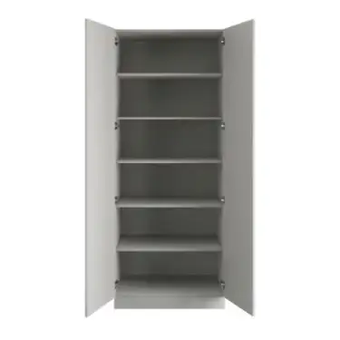 Click Here To Enlarge This Photo Of Slab Light Grey Double Wardrobe with Shelves - BEDGM1207D