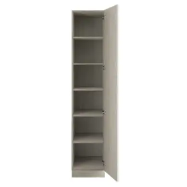 Click Here To Enlarge This Photo Of Classic Square Panel Taupe Grey Single Wardrobe with Shelves - BEDUH2101S