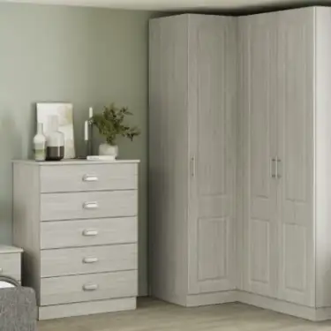 Click Here To Enlarge This Photo Of Classic Square Panel Urban Oak Single Wardrobe with Single Rail - BEDUH2202S