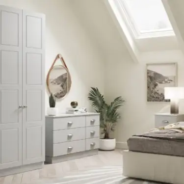 Click Here To Enlarge This Photo Of Shaker Light Grey Single Wardrobe with Single Rail - BEDGP1602S
