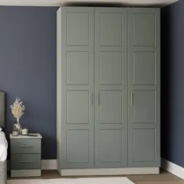 Click Here To Enlarge This Photo Of Shaker Sage Green Single Wardrobe with Shelves - BEDUP1101S
