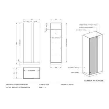 Click Here To Enlarge This Photo Of J-Pull Handleless Light Grey Blind Corner Wardrobe - BEDGJ0712B