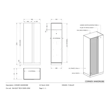 Click Here To Enlarge This Photo Of Shaker Urban Oak Blind Corner Wardrobe - BEDUP2212B