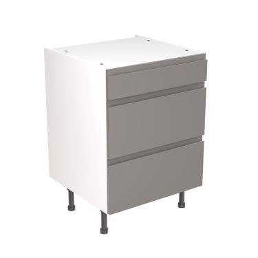 Click Here To Enlarge This Photo Of Kitchen Kit Flatpack J Pull Ultra Matt Dust Grey 600 Base Unit 3 Drawer - FKKJ0806