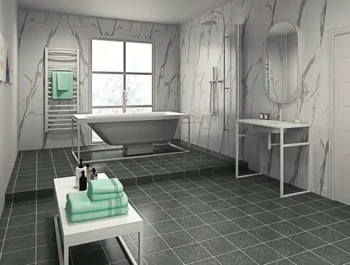 Click Here To Enlarge This Photo Of Perform Panel Statuario Marble Plywood Nu-Lock 5574