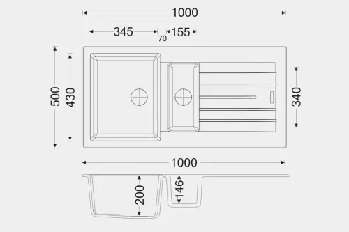 Click Here To Enlarge This Photo Of Granite 1.5 Bowl Sink with Drainer