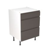 Kitchen Kit Flatpack J Pull Ultra Matt Graphite 600 Base Unit 3 Drawer - FKKJ0906