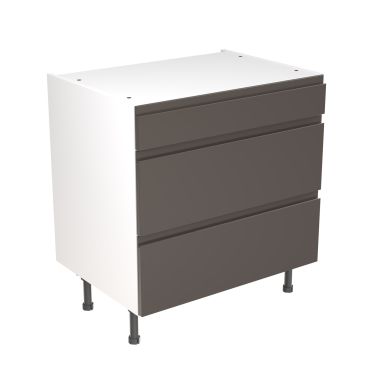 Click Here To Enlarge This Photo Of Kitchen Kit Flatpack J Pull Ultra Matt Graphite 800 Base Unit 3 Drawer - FKKJ0907