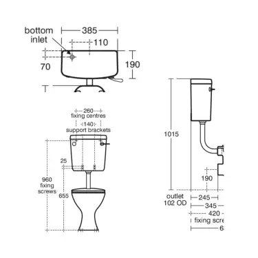 Click Here To Enlarge This Photo Of Sandringham 21 Low Level 6 Litre Cistern | Single Flush Bottom Supply | E896901