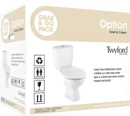 Click Here To Enlarge This Photo Of Twyford Option Grab & Go Close Coupled Toilet Pack &ndash; GGOT03WH