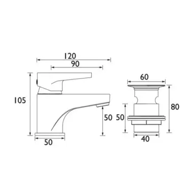 Click Here To Enlarge This Photo Of Bristan Quest Basin Mixer Tap with Clicker Waste – Chrome – QST BAS C