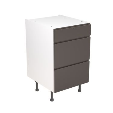 Click Here To Enlarge This Photo Of Kitchen Kit Flatpack J Pull Ultra Matt Graphite 500 Base Unit 3 Drawer - FKKJ0941