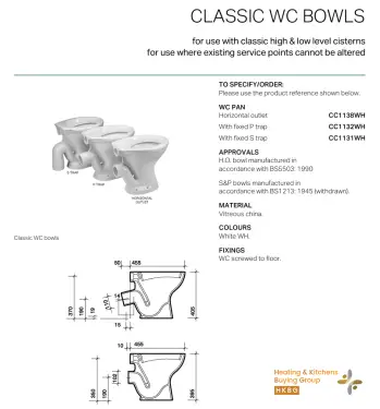 Click Here To Enlarge This Photo Of Twyford Classic Floor-standing WC Fixed P Trap Outlet for Exposed Cistern - CC1132WH Slight Mark
