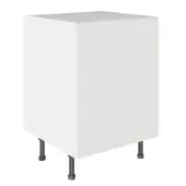 KitchenKit Value Slab Matt Snow White 600 Base Kitchen Cabinet Flatpack - FKKV4004
