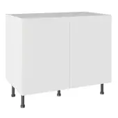 KitchenKit Value Slab Matt Snow White 1000 Base Kitchen Cabinet Flatpack - FKKV4008