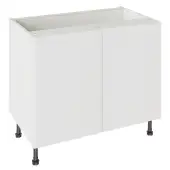 Kitchen Kit Slab Standard Flatpack 1000 Base Kitchen Cabinet Standard MFC Snow White with White Cabinet - FKKV4008