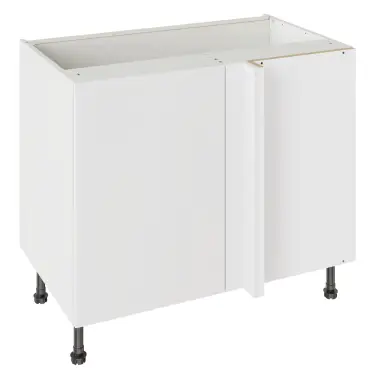 Click Here To Enlarge This Photo Of Kitchen Kit Slab Standard Flatpack 1000 Blind Corner Base Kitchen Cabinet Standard MFC Snow White with White Cabinet - FKKV4009