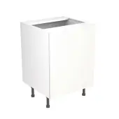 KitchenKit Value Slab Matt Snow White 600 Sink/Hob Base Kitchen Cabinet Flatpack - FKKV4035