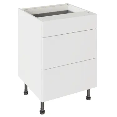 Click Here To Enlarge This Photo Of Kitchen Kit Slab Standard Flatpack 600 3 Drawer Base Kitchen Cabinet Standard MFC Snow White with White Cabinet - FKKV4006