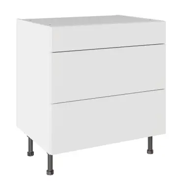 Click Here To Enlarge This Photo Of KitchenKit Value Slab Matt Snow White 800 3 Drawer Base Kitchen Cabinet Flatpack - FKKV4007