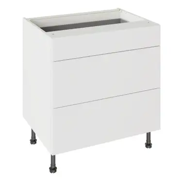 Click Here To Enlarge This Photo Of Kitchen Kit Slab Standard Flatpack 800 3 Drawer Base Kitchen Cabinet Standard MFC Snow White with White Cabinet - FKKV4007