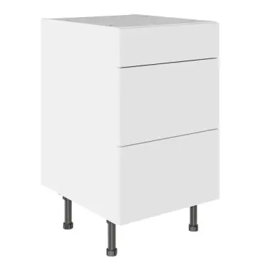 Click Here To Enlarge This Photo Of KitchenKit Value Slab Matt Snow White 500 3 Drawer Base Kitchen Cabinet Flatpack - FKKV4041