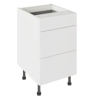 Click Here To Enlarge This Photo Of Kitchen Kit Slab Standard Flatpack 500 3 Drawer Base Kitchen Cabinet Standard MFC Snow White with White Cabinet - FKKV4041