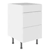 KitchenKit Value Slab Matt Snow White 500 3 Drawer Base Kitchen Cabinet Flatpack - FKKV4041