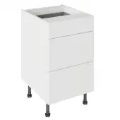 Kitchen Kit Slab Standard Flatpack 500 3 Drawer Base Kitchen Cabinet Standard MFC Snow White with White Cabinet - FKKV4041
