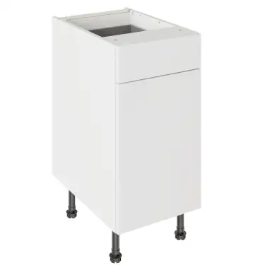 Click Here To Enlarge This Photo Of Kitchen Kit Slab Standard Flatpack 400 Drawerline Base Kitchen Cabinet Standard MFC Snow White with White Cabinet - FKKV4076