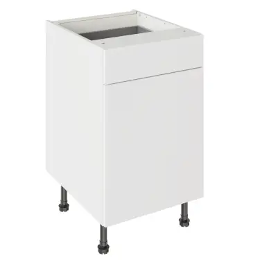 Click Here To Enlarge This Photo Of Kitchen Kit Slab Standard Flatpack 500 Drawerline Base Kitchen Cabinet Standard MFC Snow White with White Cabinet - FKKV4077