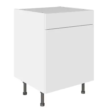 Click Here To Enlarge This Photo Of KitchenKit Value Slab Matt Snow White 600 Drawerline Base Kitchen Cabinet Flatpack - FKKV4078