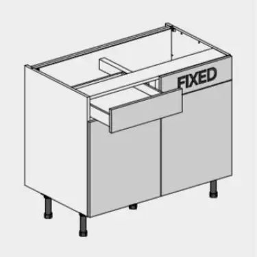 Click Here To Enlarge This Photo Of Kitchen Kit Slab Standard Flatpack 1000 LH Drawerline Base Kitchen Cabinet Standard MFC Snow White with White Cabinet - FKKV4079