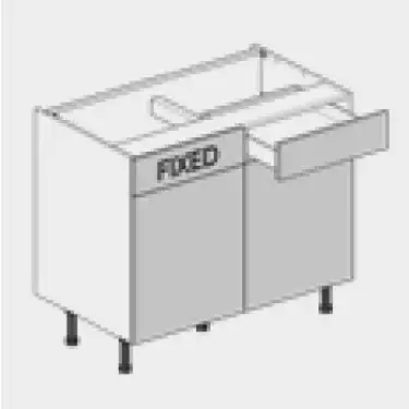 Click Here To Enlarge This Photo Of Kitchen Kit Slab Standard Flatpack 1000 RH Drawerline Base Kitchen Cabinet Standard MFC Snow White with White Cabinet - FKKV4080