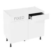 KitchenKit Value Slab Matt Snow White 1000 RH Drawerline Base Kitchen Cabinet Flatpack - FKKV4080